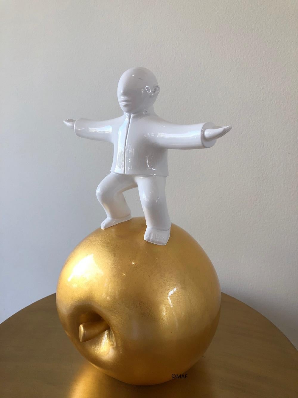 Sculpture by noted Chinese artist Xie Ai Ge - Golden Apple series  1