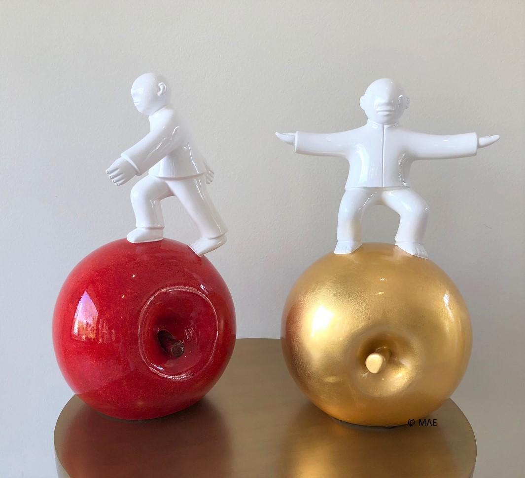 Sculpture by noted Chinese artist Xie Ai Ge - Golden Apple series  For Sale 1