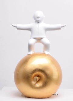 Vintage Sculpture by noted Chinese artist Xie Ai Ge - Golden Apple series 