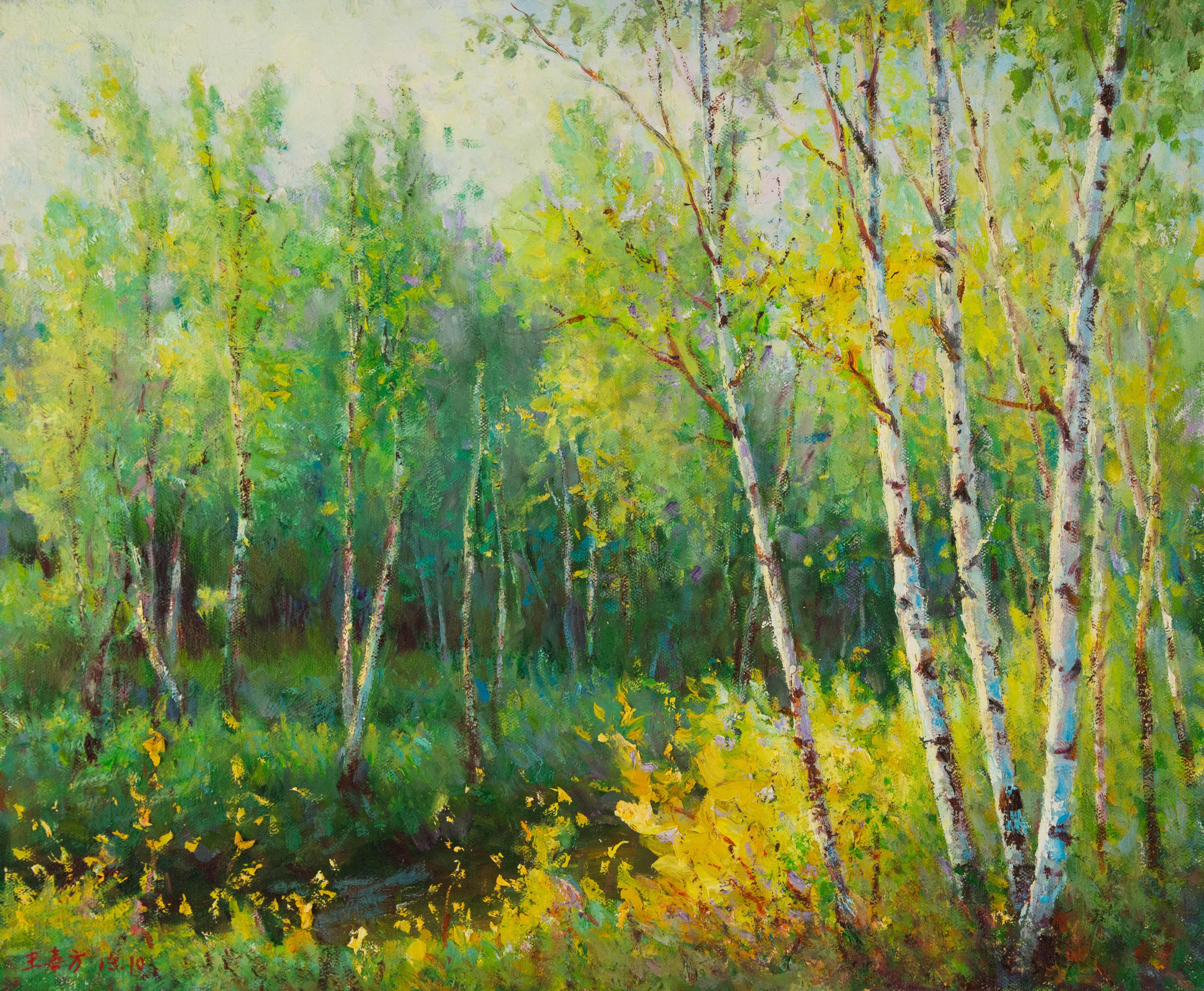 XiFang Wang Impressionist Original Öl auf Leinwand "Ohne Titel I"
