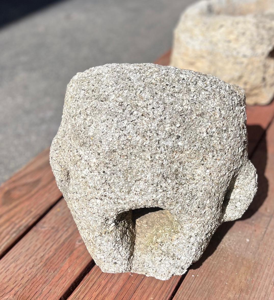 Bocca di fontana antica italiana ricavata da un blocco di granito massiccio del XIII secolo con un aspetto zoomorfo a forma di testa di pesce.