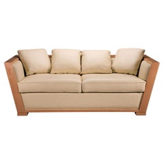 Xiloteca Beige Leather & Cherry wood Sofa by Morelato