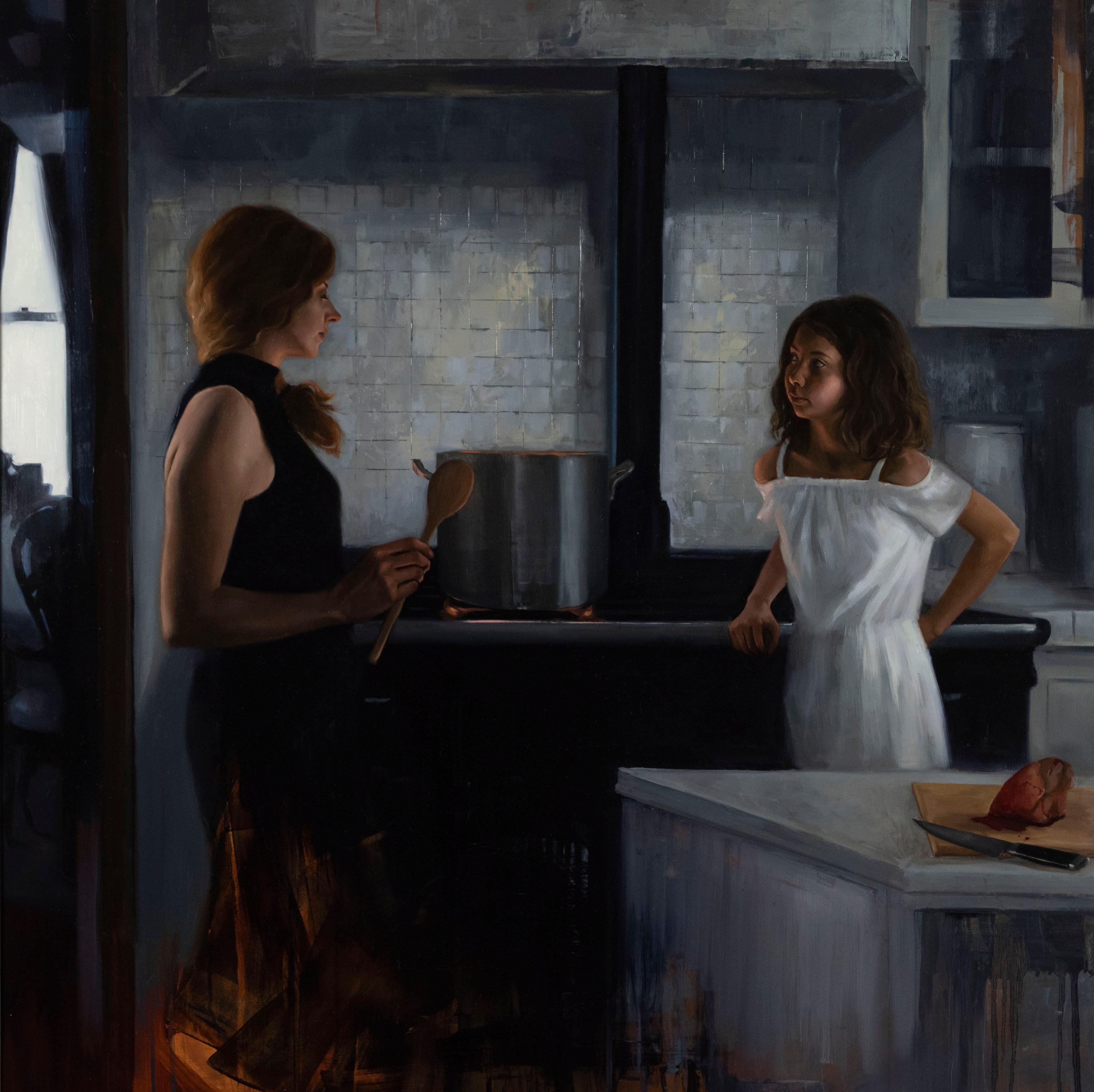 Portrait Painting Ximena Rendon - Peinture à l'huile « Family Recipe (Impossible Soup)