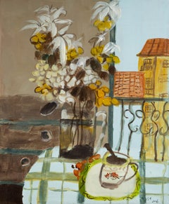 Xin Shen Stillleben Original Ölgemälde auf Leinwand „Balkon-Szenery“