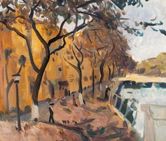 Xing Wei Impressionist Original Oil On Canvas "Autumn Street View"