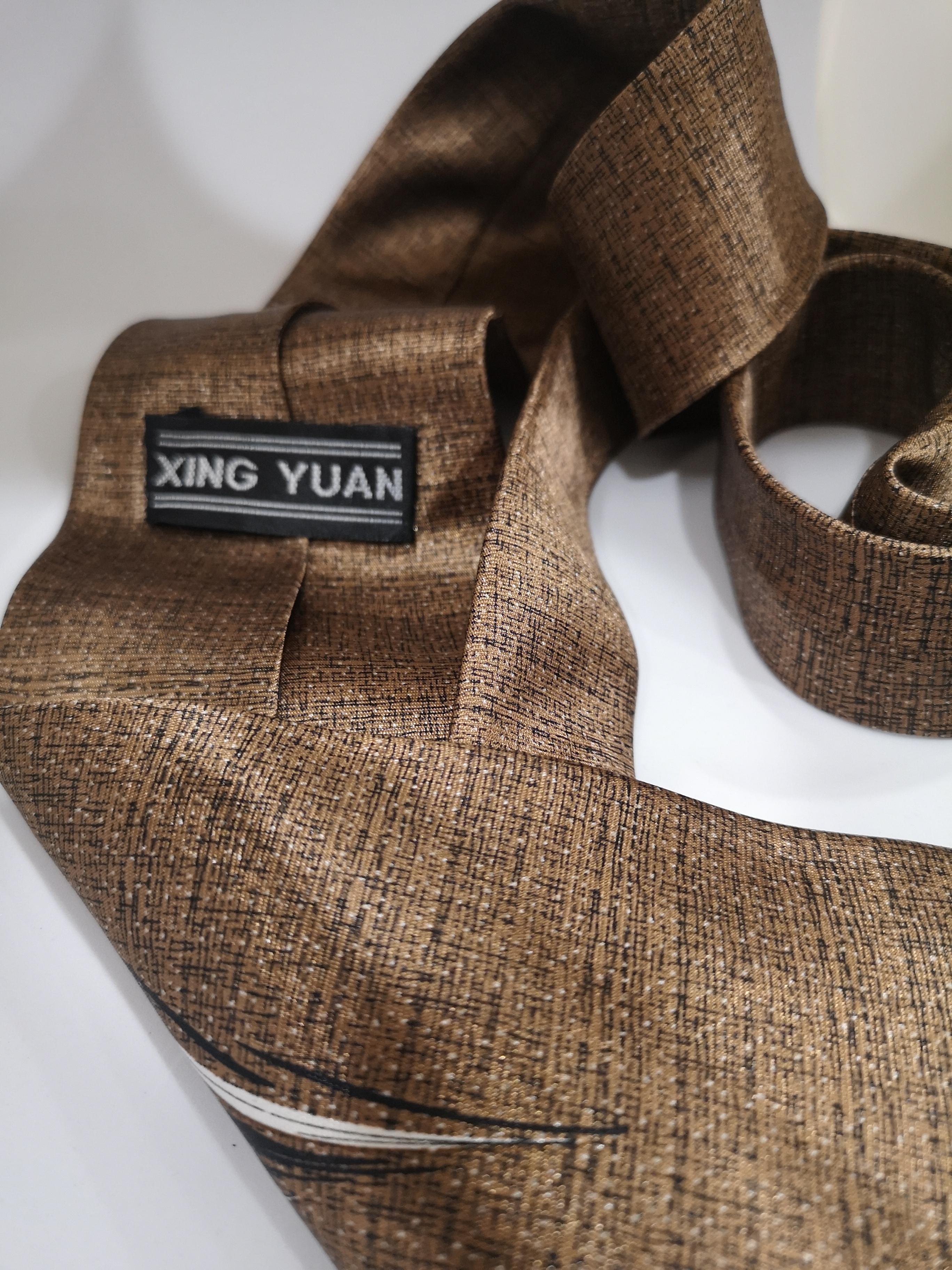 Men's Xing Yuan brown leaf silk tie