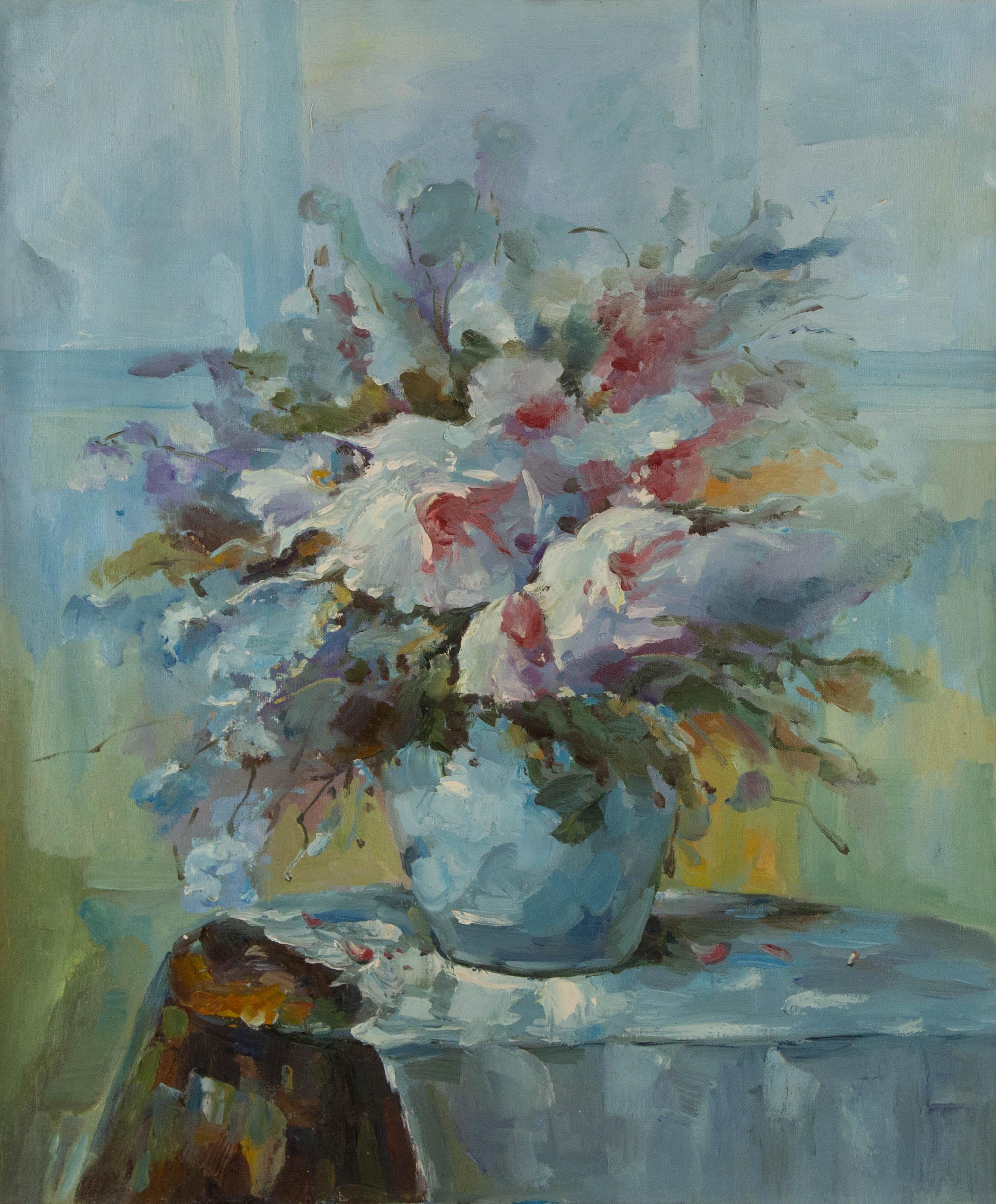 XingJu Tu Still-Life Painting - Xingju Tu Floral Original Oil On Canvas "The Arrangement"