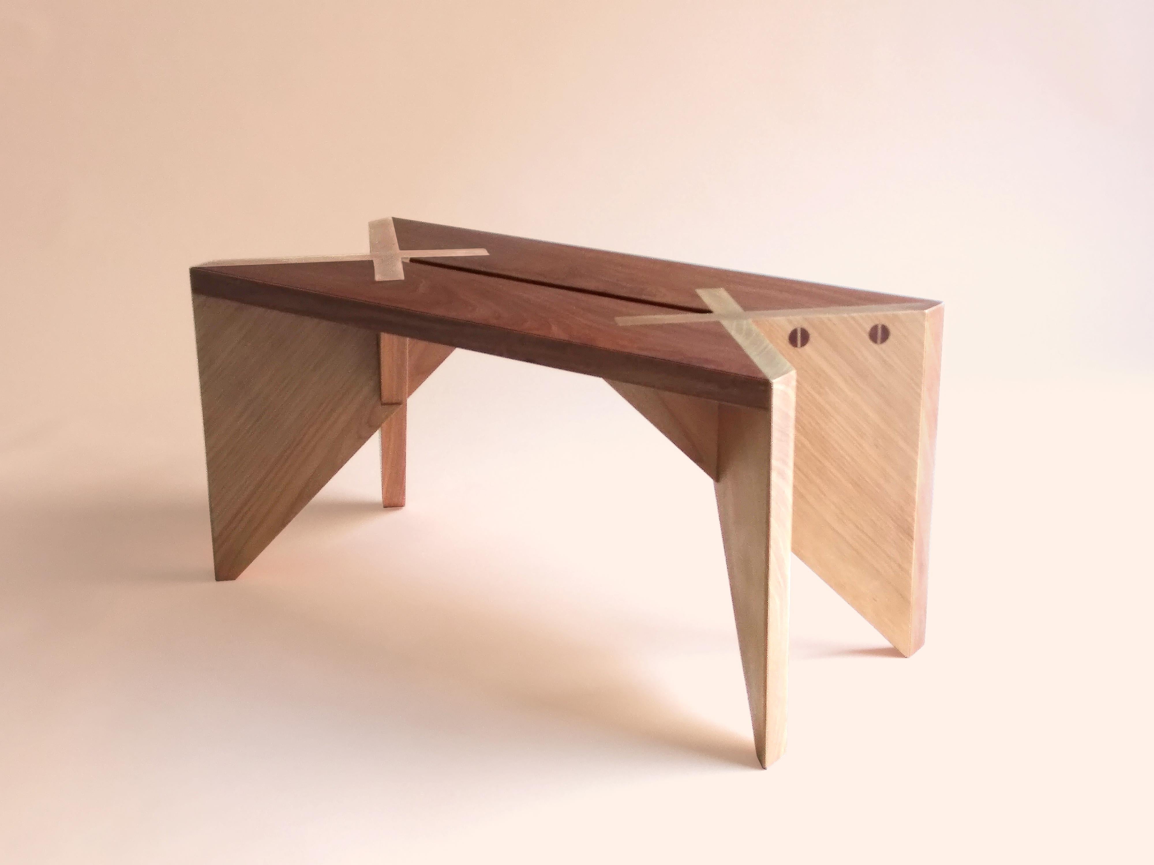 Hand-Crafted Xingu Bench Brazilian Contemporary Design in Two Hardwoods For Sale