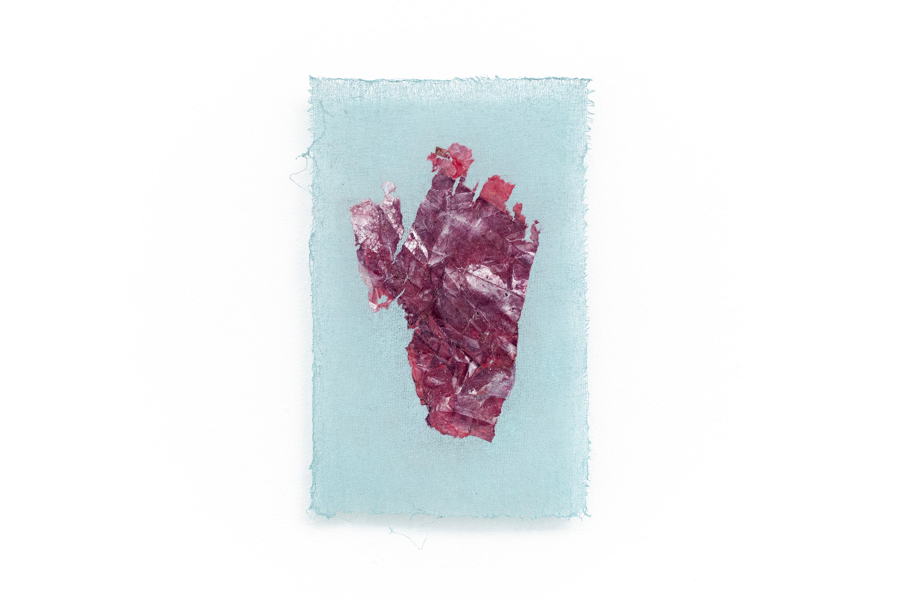 Heart, Mulberry paper and acrylic on gauze