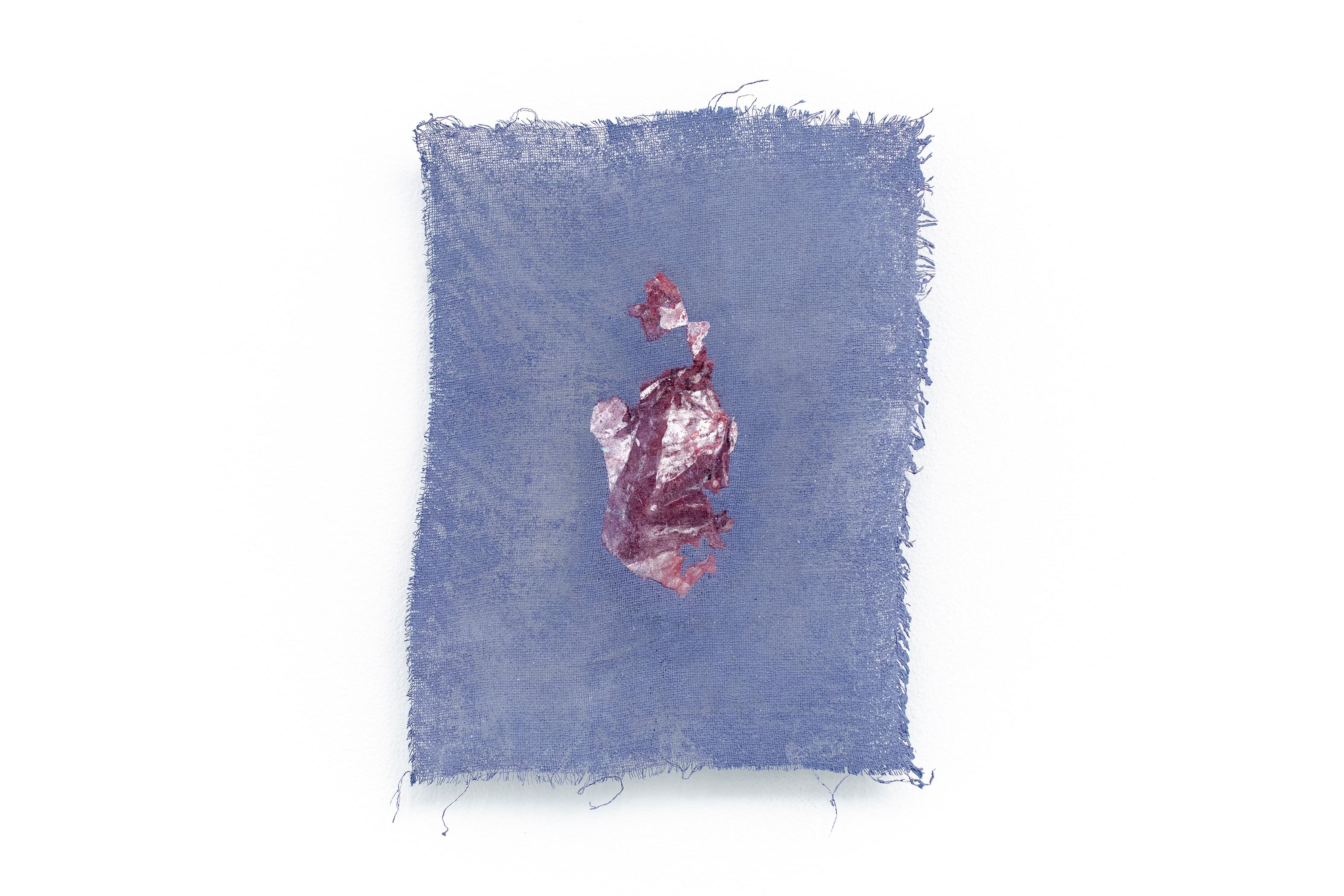 Scab, Mulberry paper and acrylic on gauze - Painting by Xinyi Liu