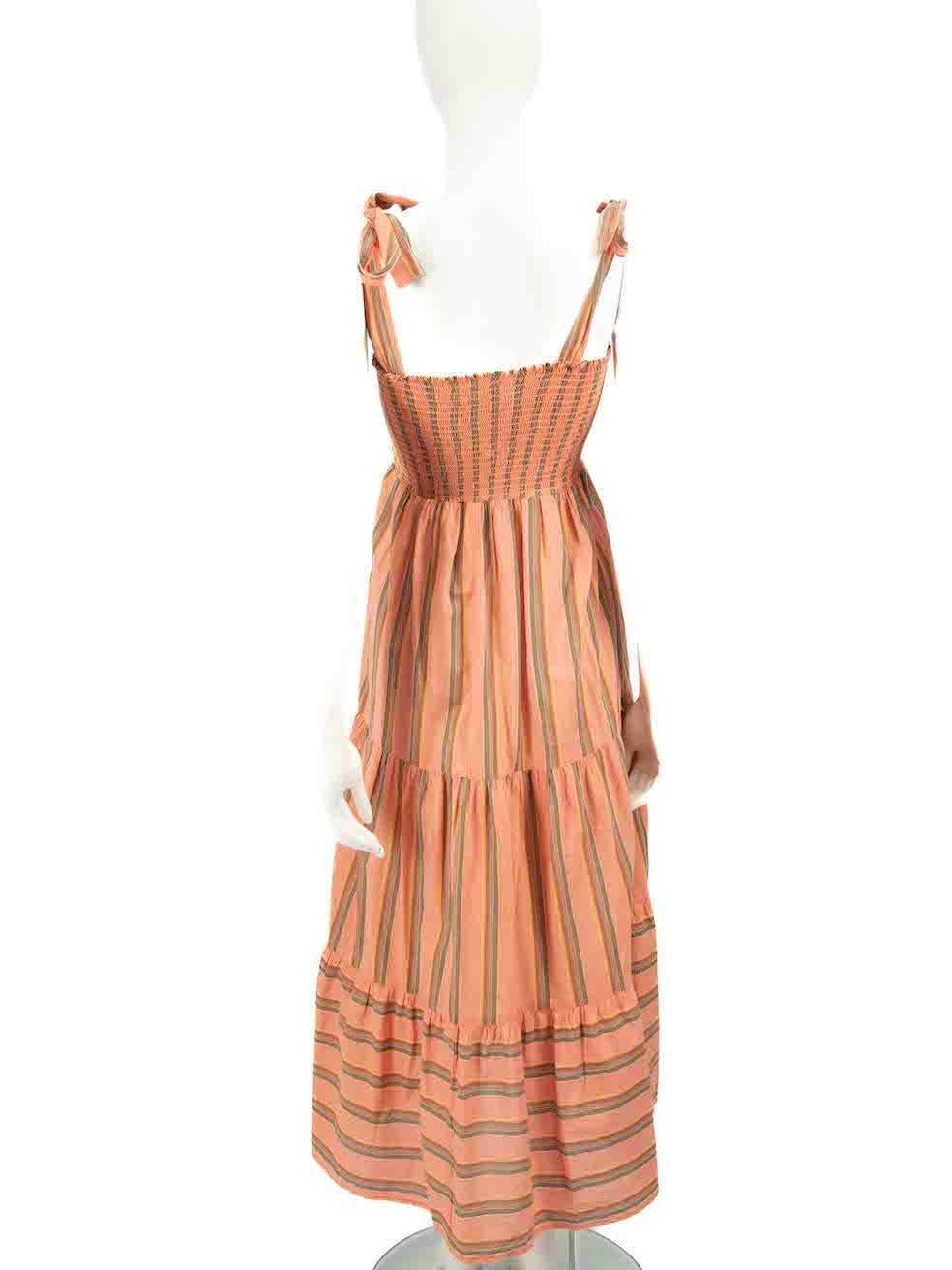 Xirena Orange Stripe Pattern Maxi Tiered Dress Size XS In Good Condition For Sale In London, GB