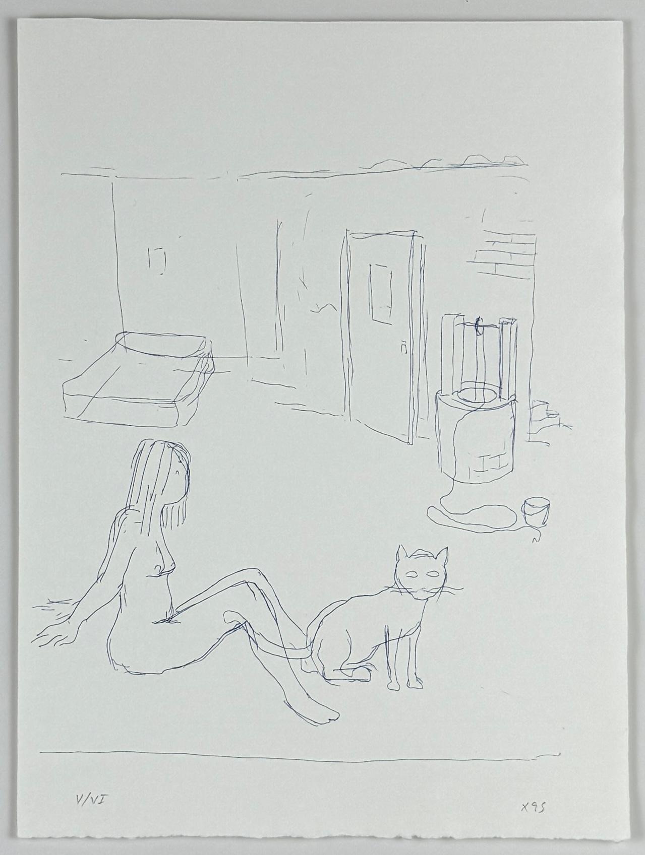 Xisco Mensua Spanish artist 1995 original signed framed engraving print n2 For Sale 1