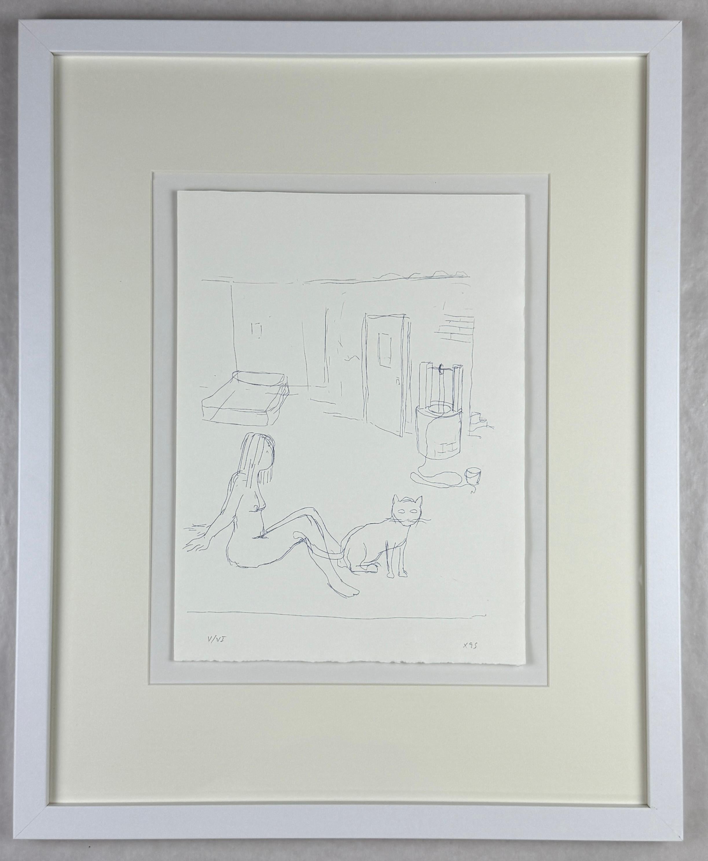 Xisco Mensua Artista español 1995 grabado original firmado y enmarcado n2