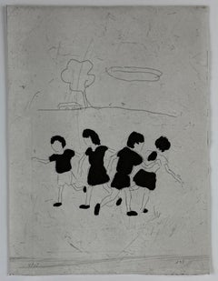 Xisco Mensua Artista español 1995 grabado original firmado y enmarcado n8