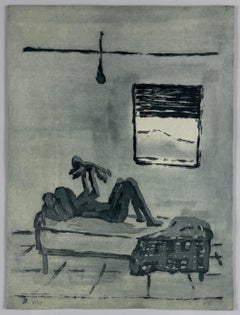 Xisco Mensua Español /artista 1995 grabado original firmado y enmarcado n9