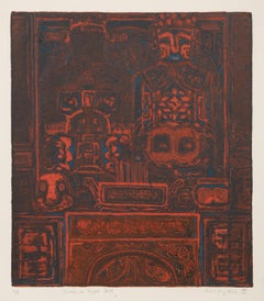 Gardien du Temple, Abstract Geometric Etching and Aquatint by Xiu-ping Liao