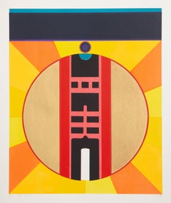 Golden Medal, Abstract Geometric Screen Print by Xiu-ping Liao