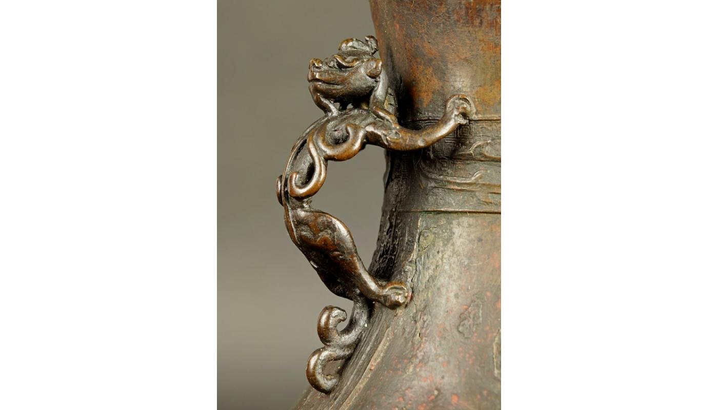 14th-15th Century China Bronze Vase Late Yuan / Early Ming Dynasty For Sale 2