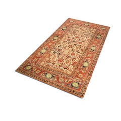 XIX secolo, Tappeto Agra con colori rossi e gialli su sfondo beige.