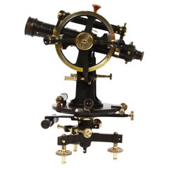 19th Century Used Theodolite Burnished Brass Signed Pietro Sbisà OMS Florence