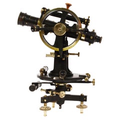 19th Century Antique Theodolite Burnished Brass Signed Pietro Sbisà OMS Florence