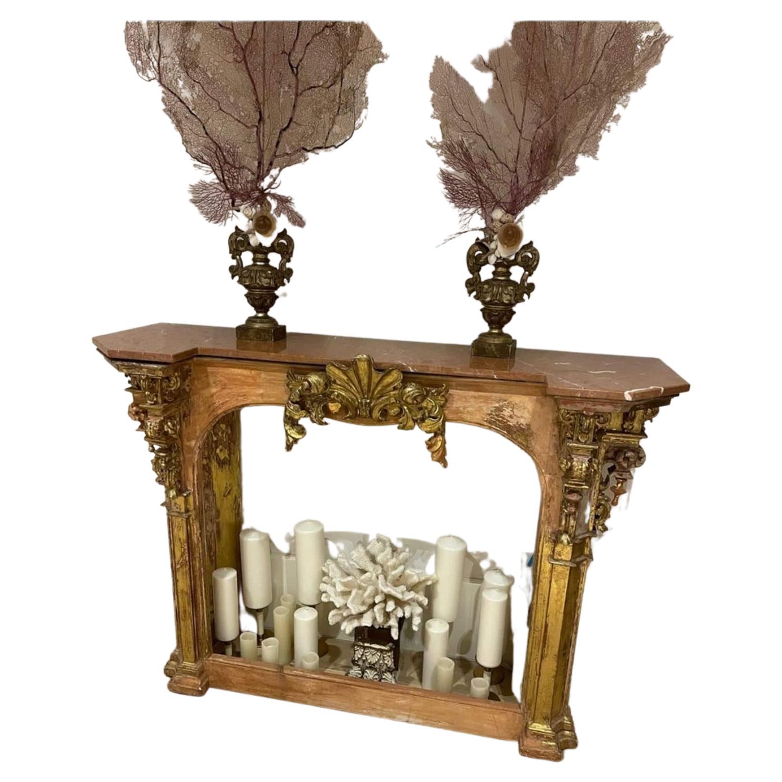 19th Century Gilde Wood Fireplace For Sale