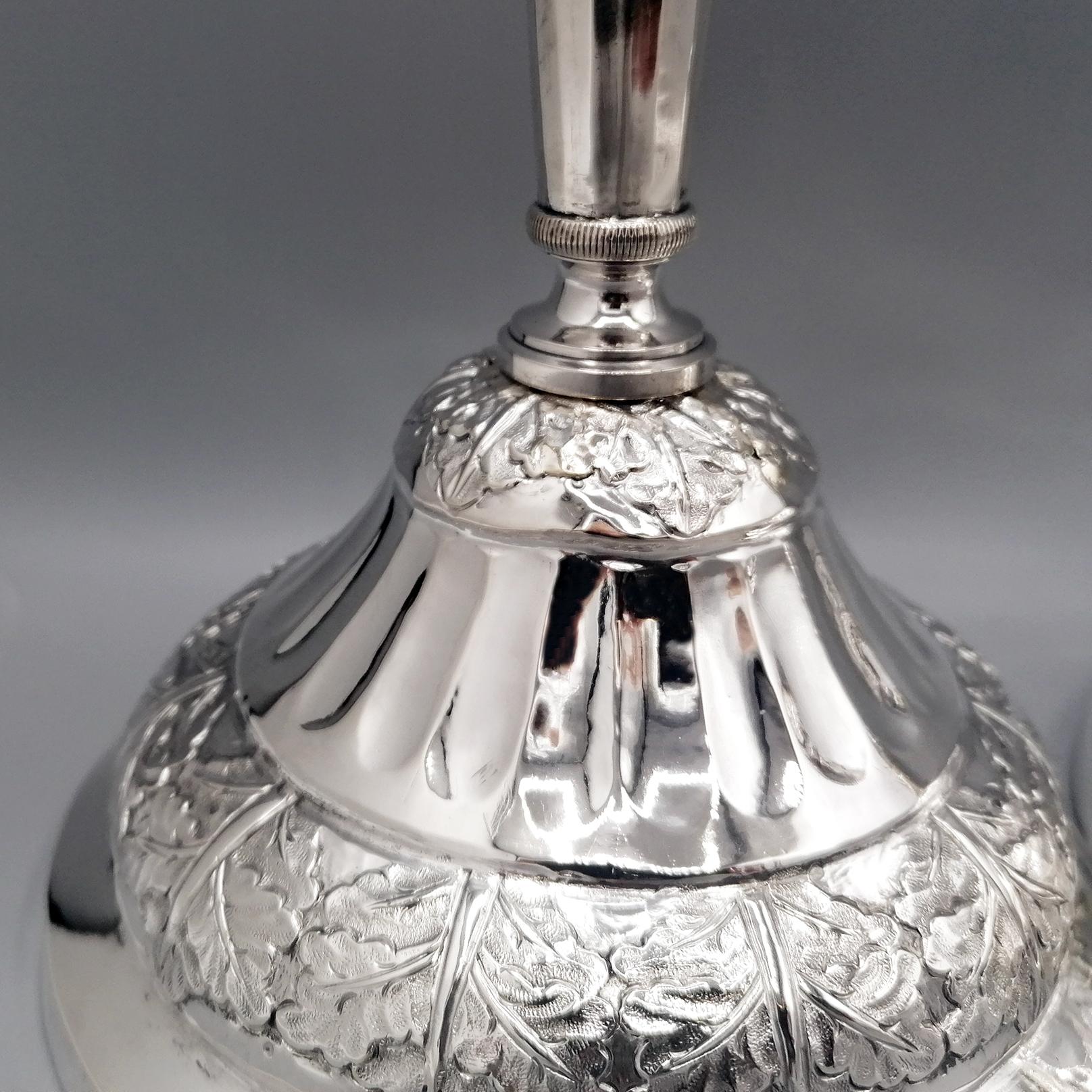 Pr. de chandeliers italiens du 19e siècle en argent 800 en vente 4