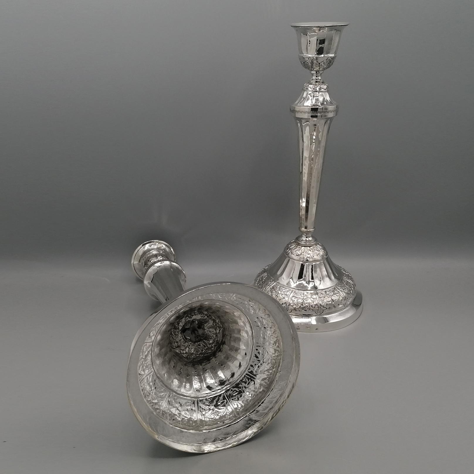Pr. de chandeliers italiens du 19e siècle en argent 800 en vente 5