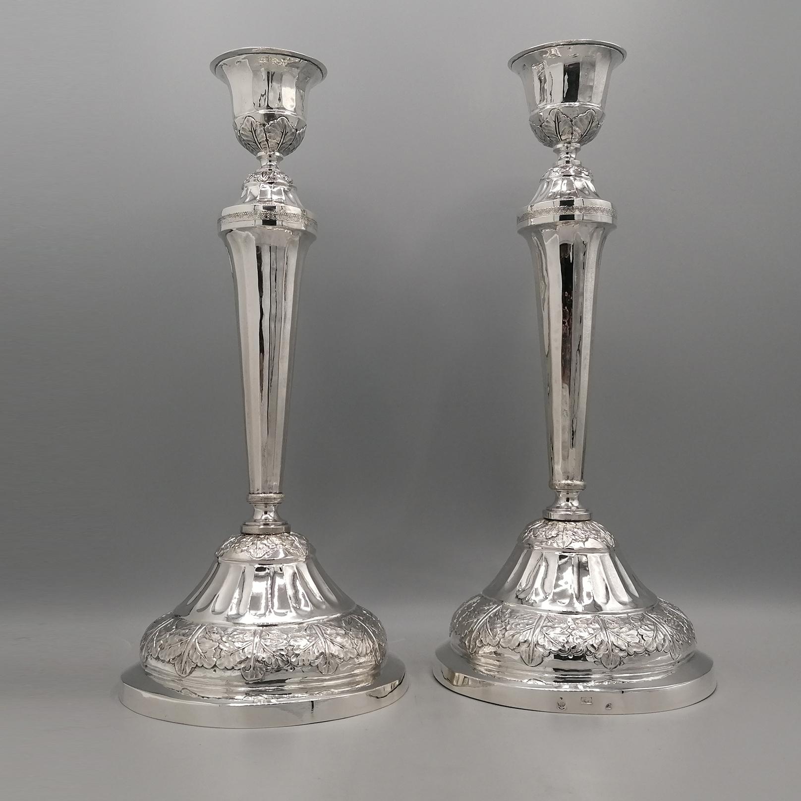 Pr. de chandeliers italiens du 19e siècle en argent 800 en vente 6