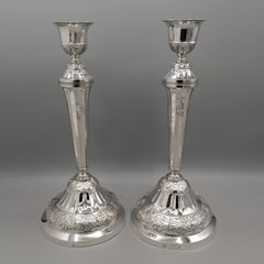 19th Century Italian 800 Silver Pr. of Candlesticks