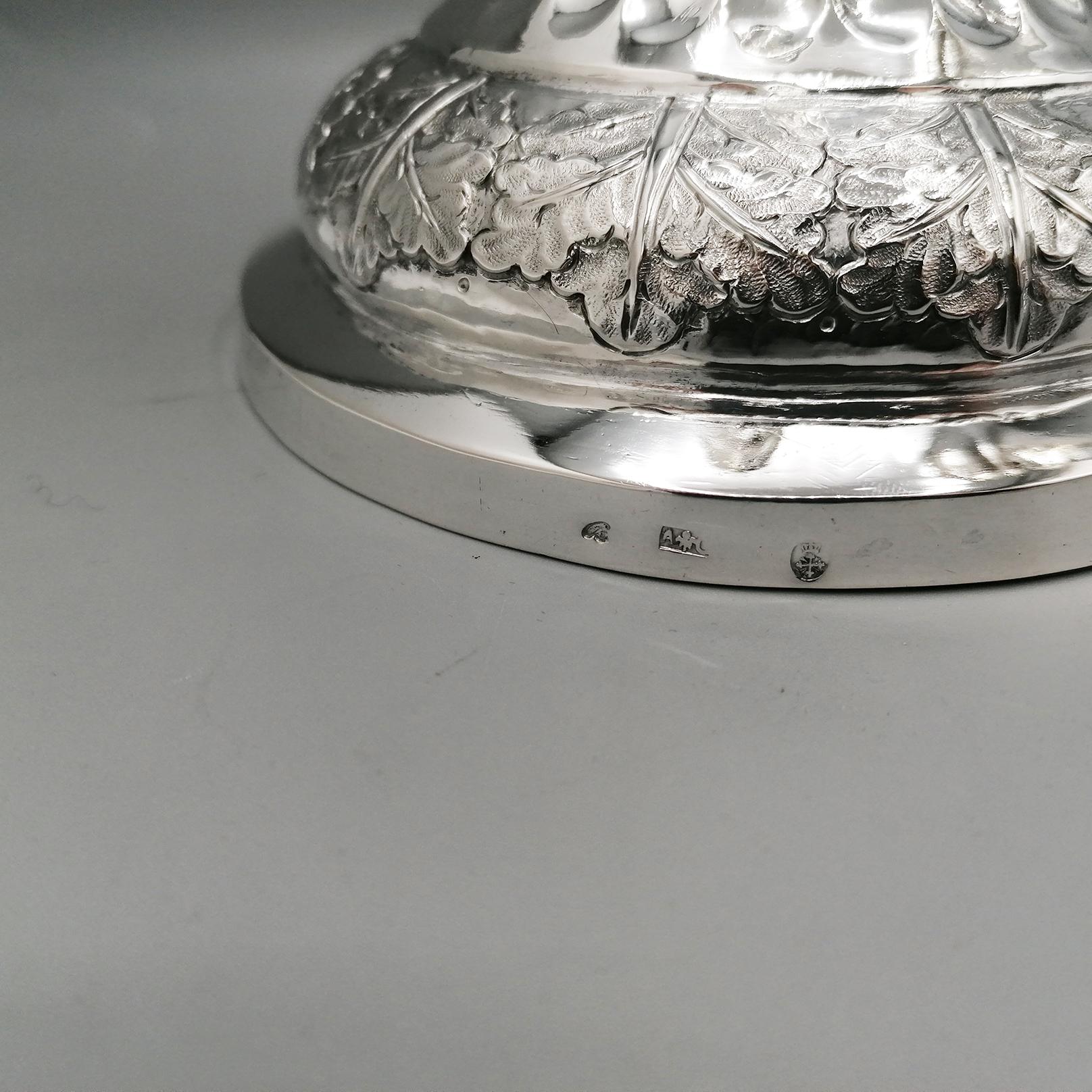 Pr. de chandeliers italiens du 19e siècle en argent 800 Excellent état - En vente à VALENZA, IT