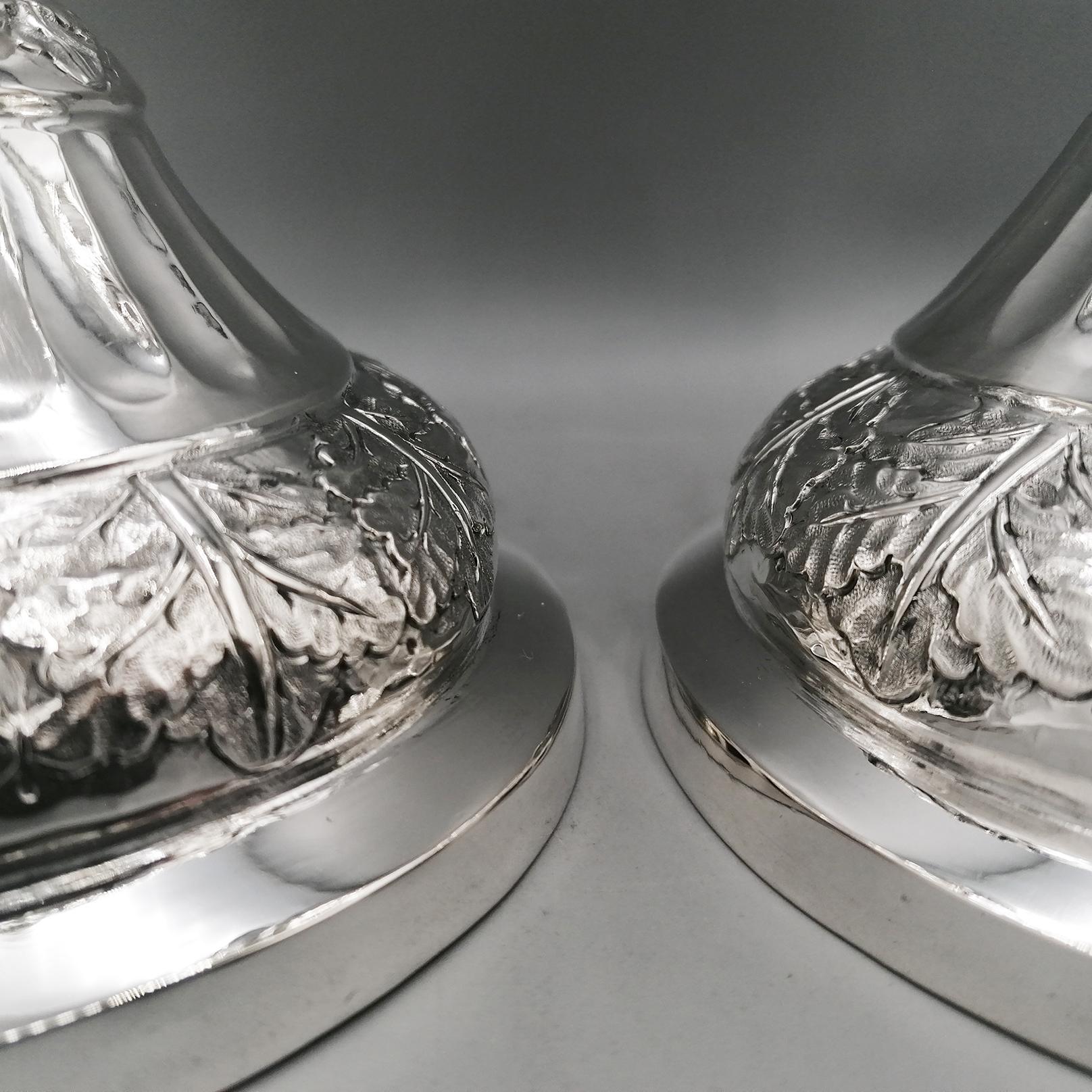 Pr. de chandeliers italiens du 19e siècle en argent 800 en vente 1