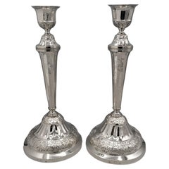 19th Century Italian 800 Silver Pr. of Candlesticks
