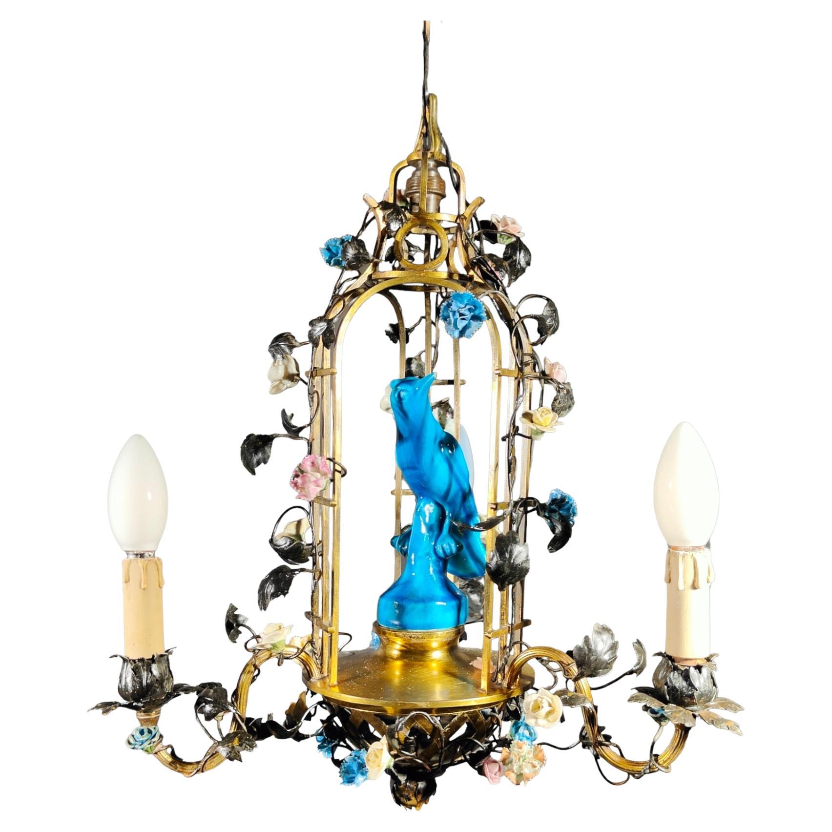 Lampe du XIXe siècle en forme de cage en vente