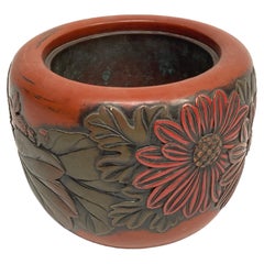 Antique XIX Century "Meiji" Japan lacquerd wood flowerpot