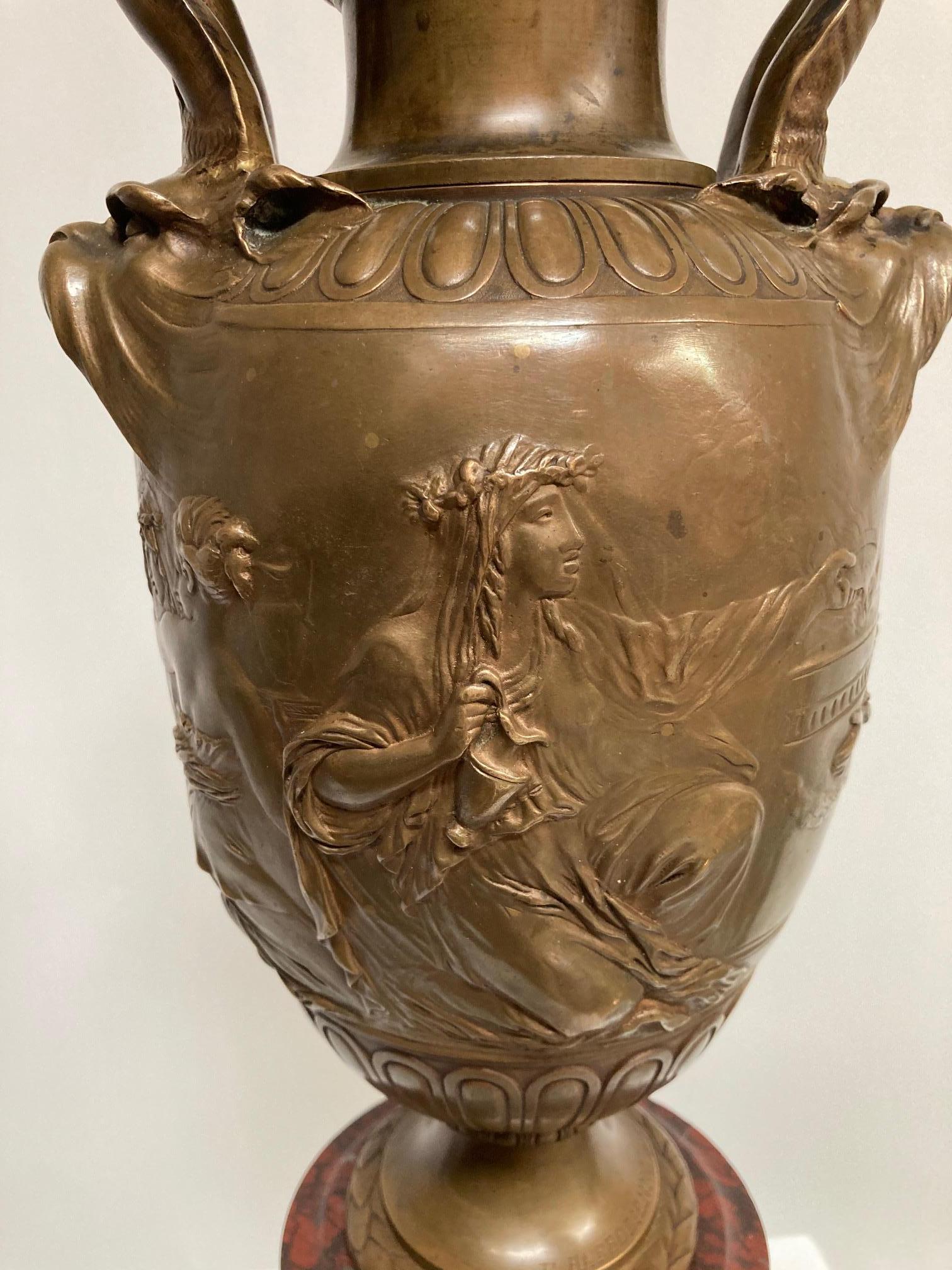 Mid-19th Century XIX Century Neo-Classic Bronze Vase by Barbedienne For Sale