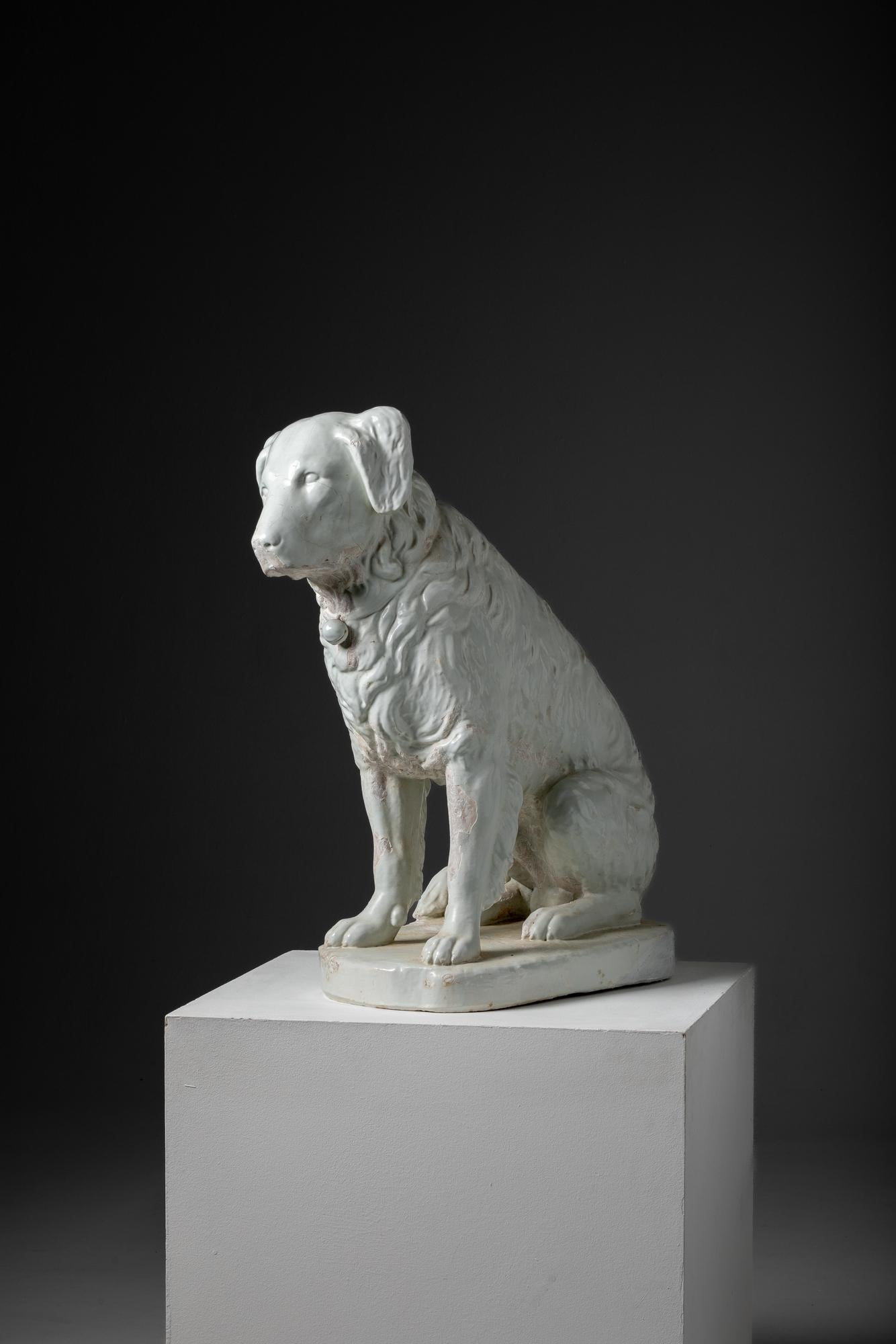 Scultura del XIX secolo di Terranova e Labrador (Ceramica Devezas) in vendita 2