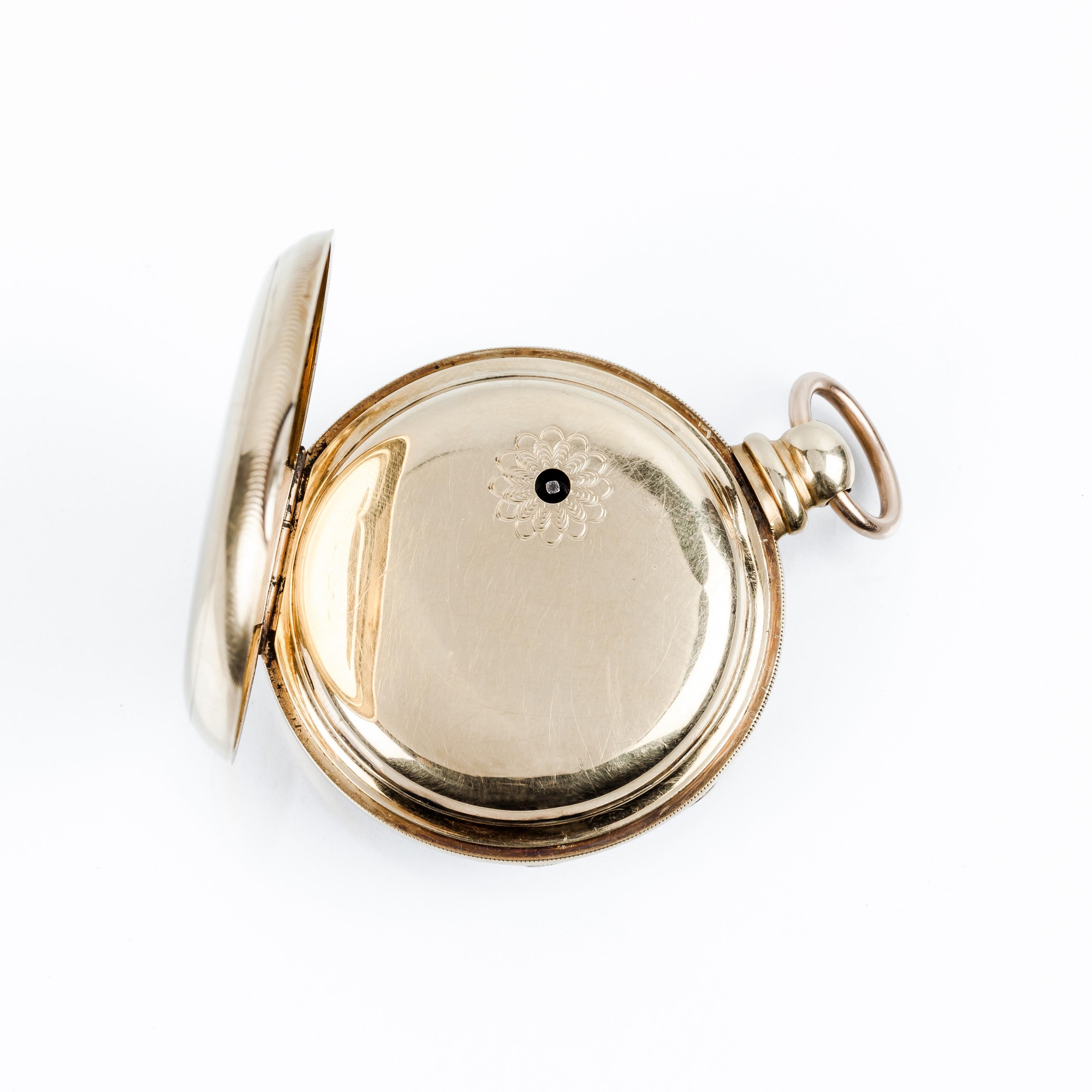 Perle F. Brooman Montre de poche anglaise à cadran ouvert en or du XIXe siècle en vente