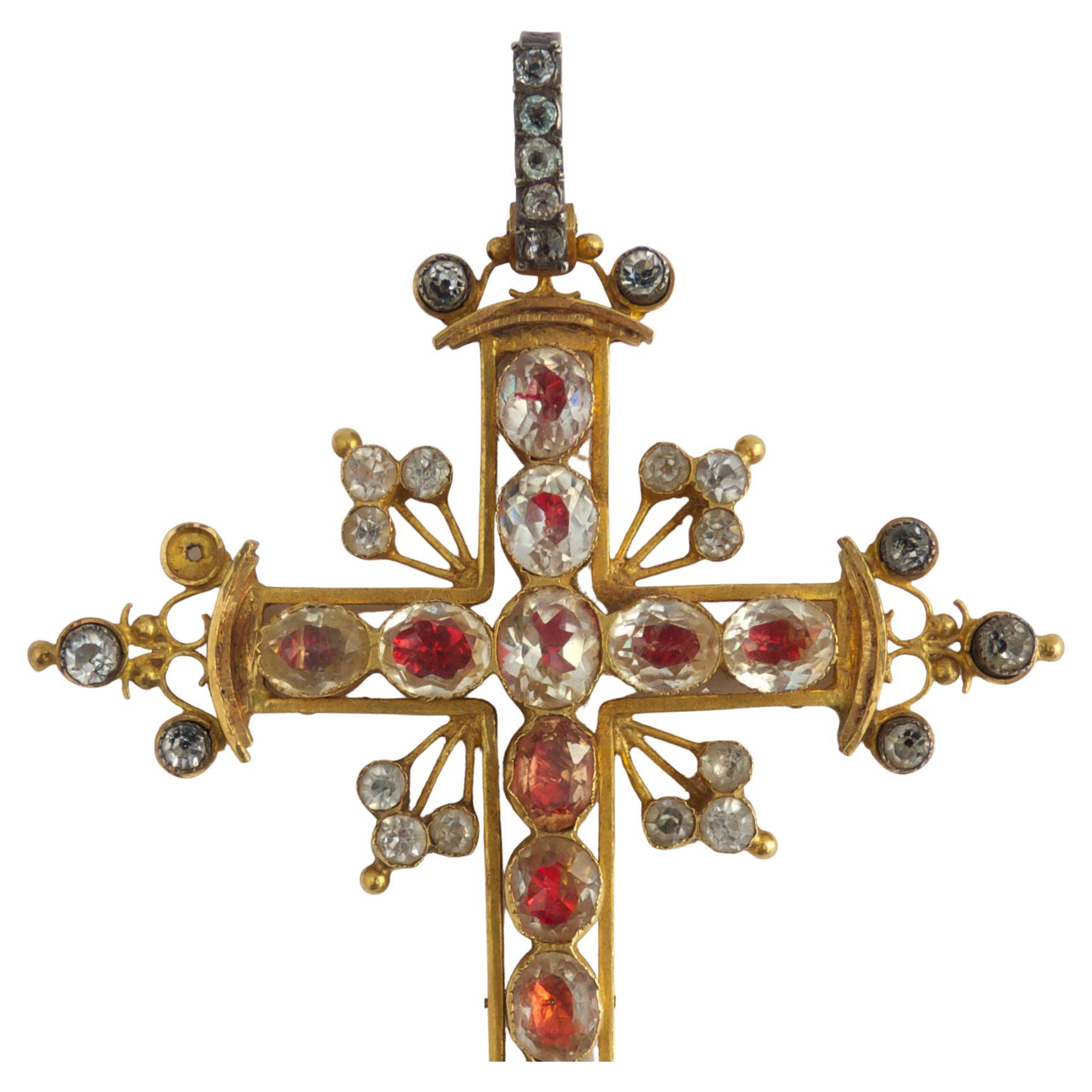 19. Jahrhundert Anhänger 18k Gold Kreuz Bynzantine Stil (Byzantinisch) im Angebot
