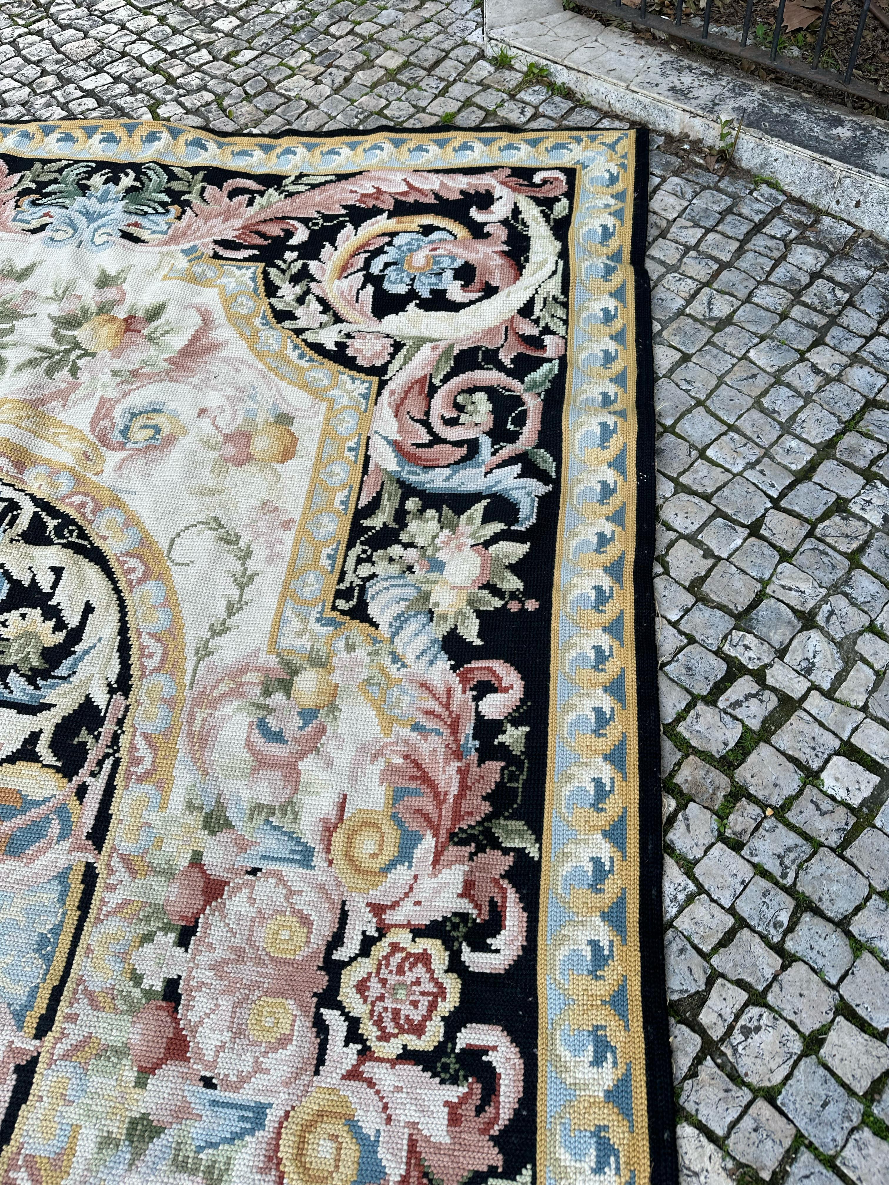 Wool XIX Century Portuguese Arraiolos Tapestry  For Sale