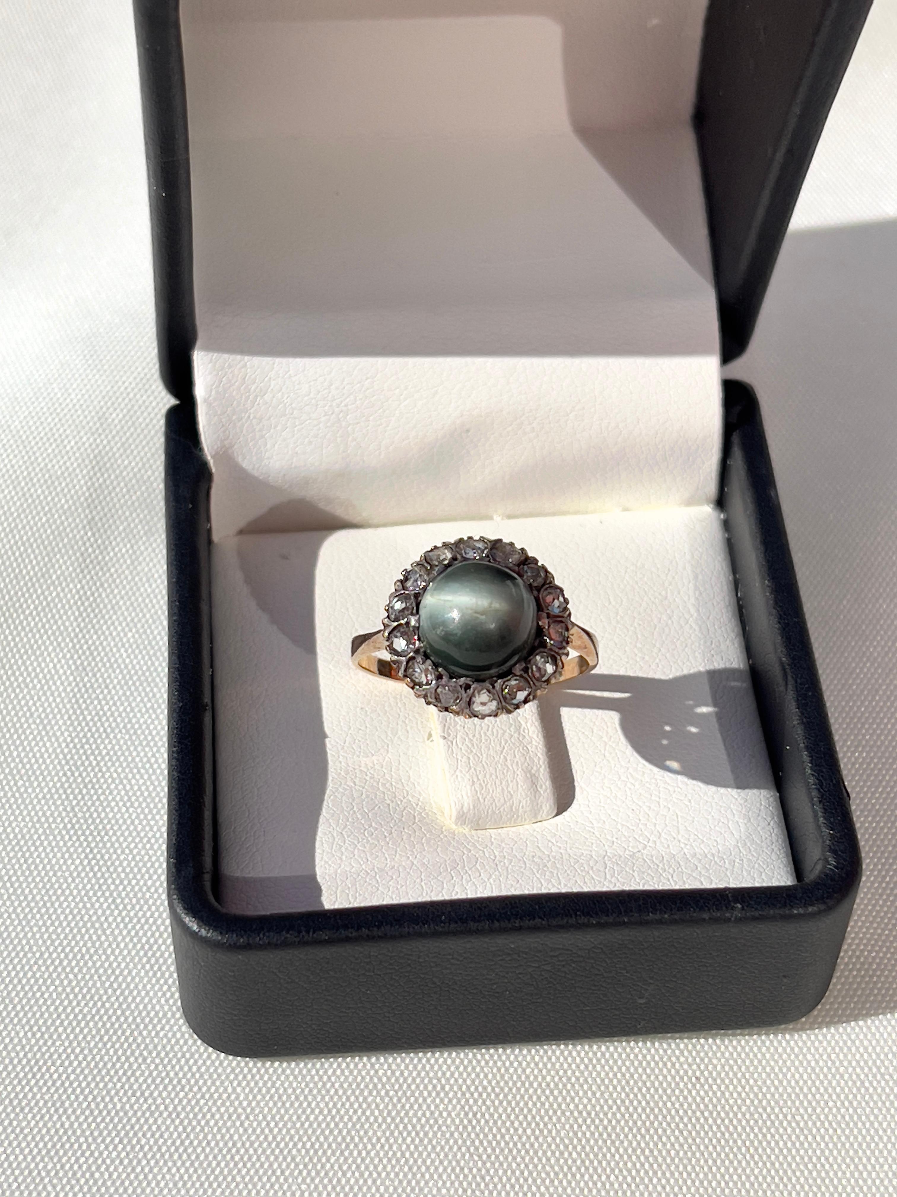 Victorian Chrysoberyl Diamond Gold Cats Eye Portuguese Cocktail Ring For Sale 1