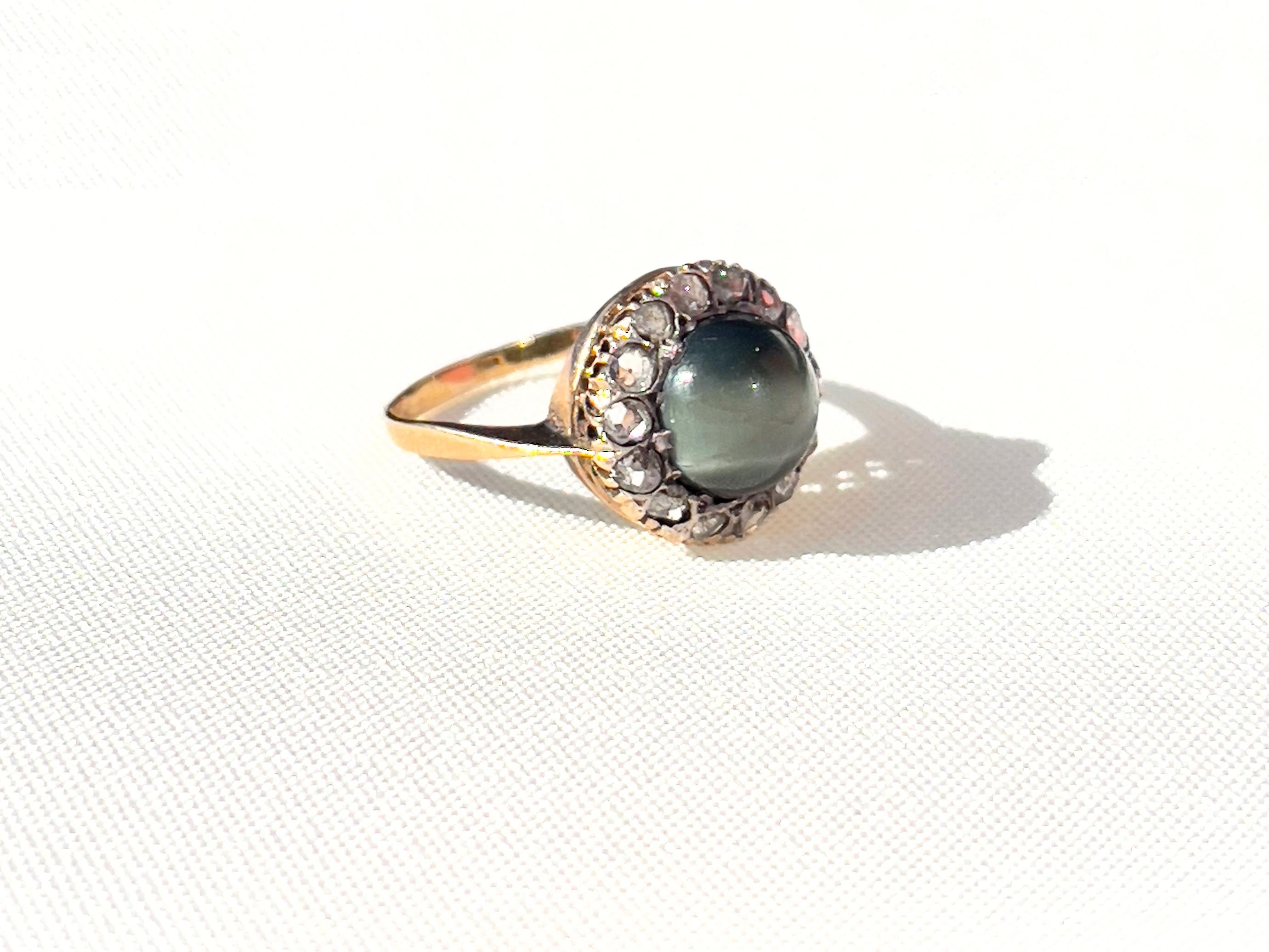 cat's-eye chrysoberyl and diamond ring