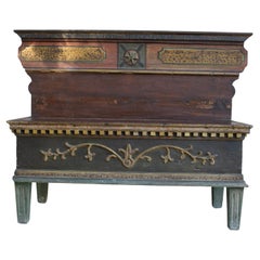 Used XIX Century Portuguese Bench Hand Painted and Gilded from a Convent