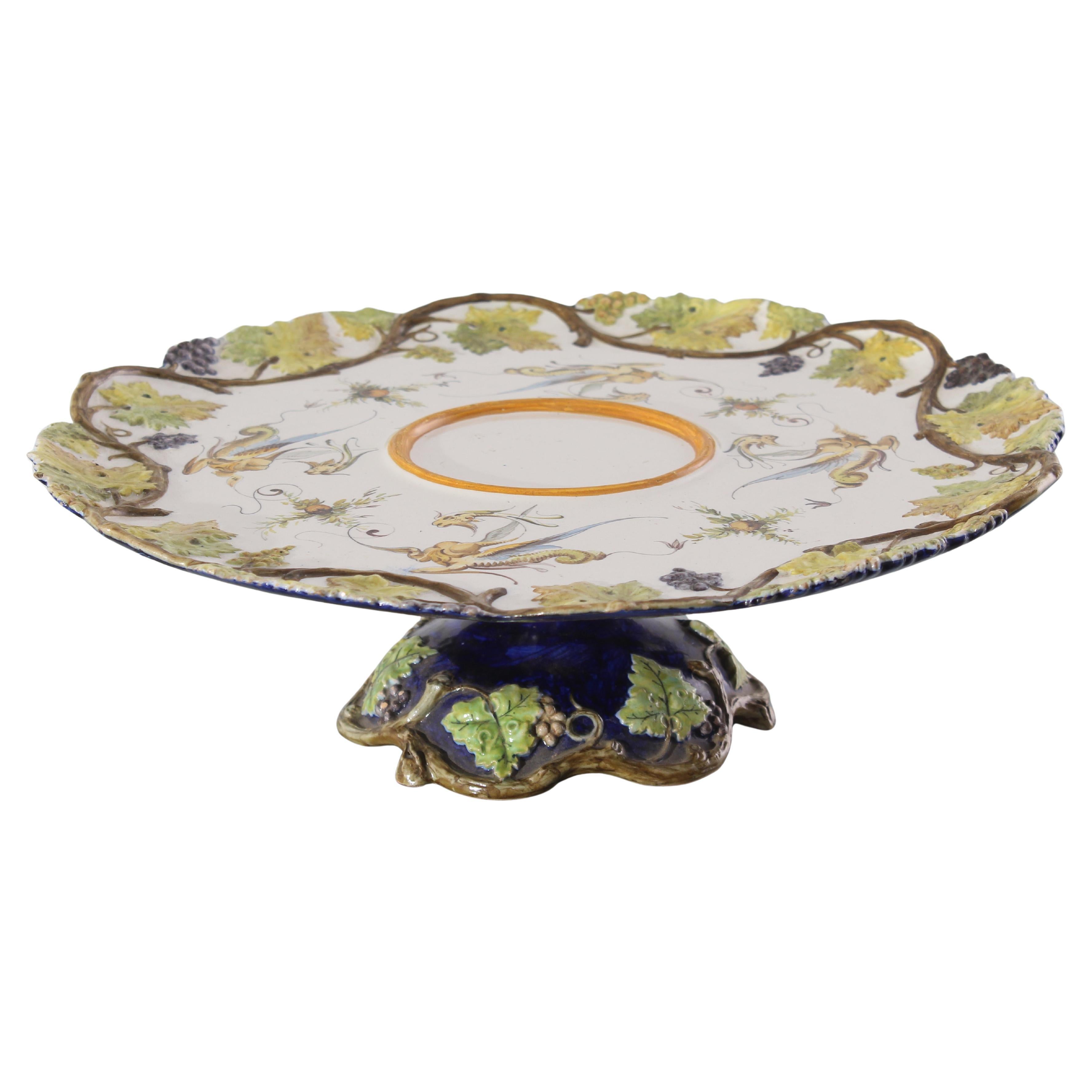 XIX° Sec. GINORI Hand-Decorated Porcelain Cake Stand Italy old 
800