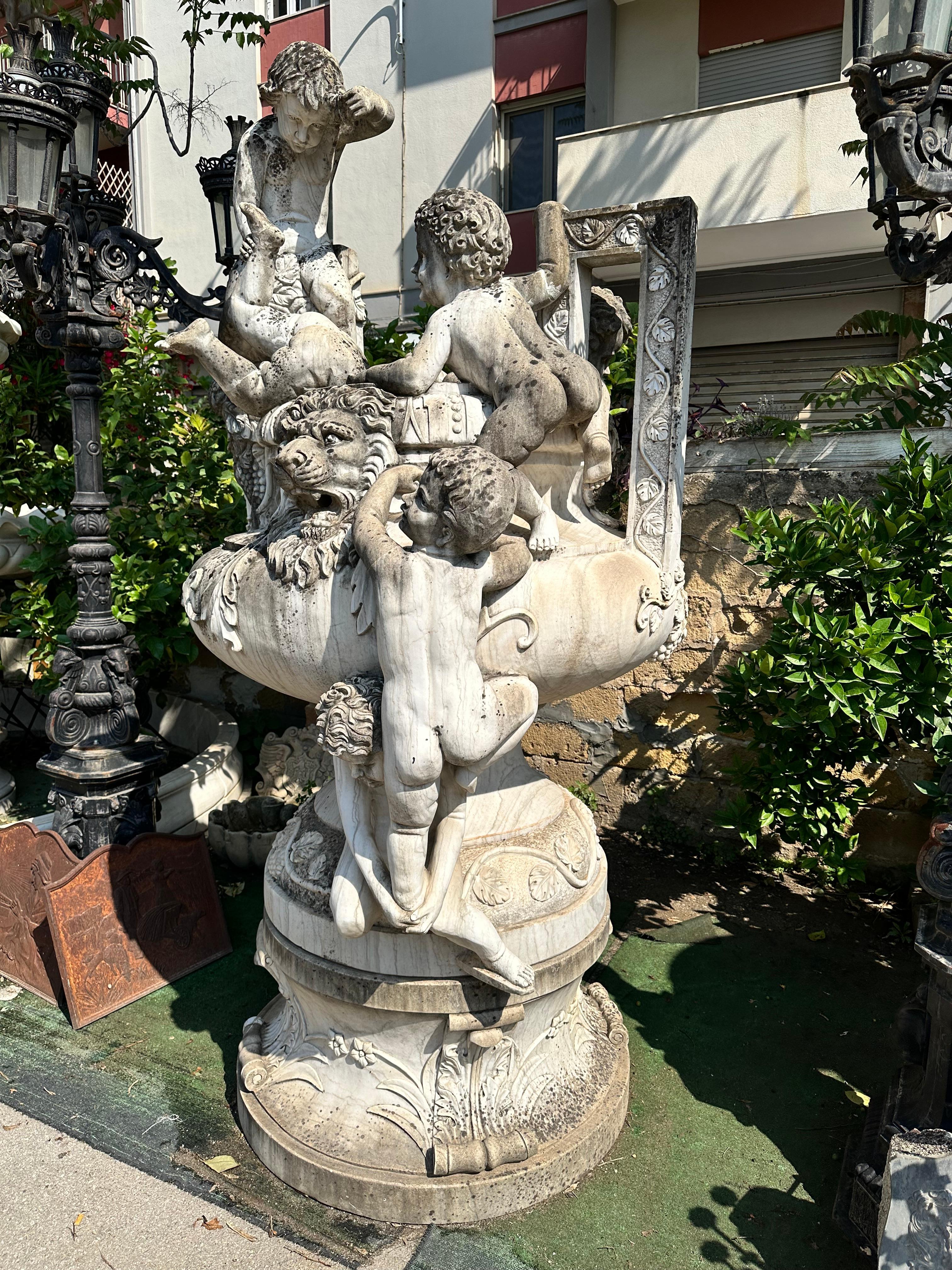 19th Century, Large Sculpture In White Statuary Marble In Good Condition For Sale In PALERMO, IT