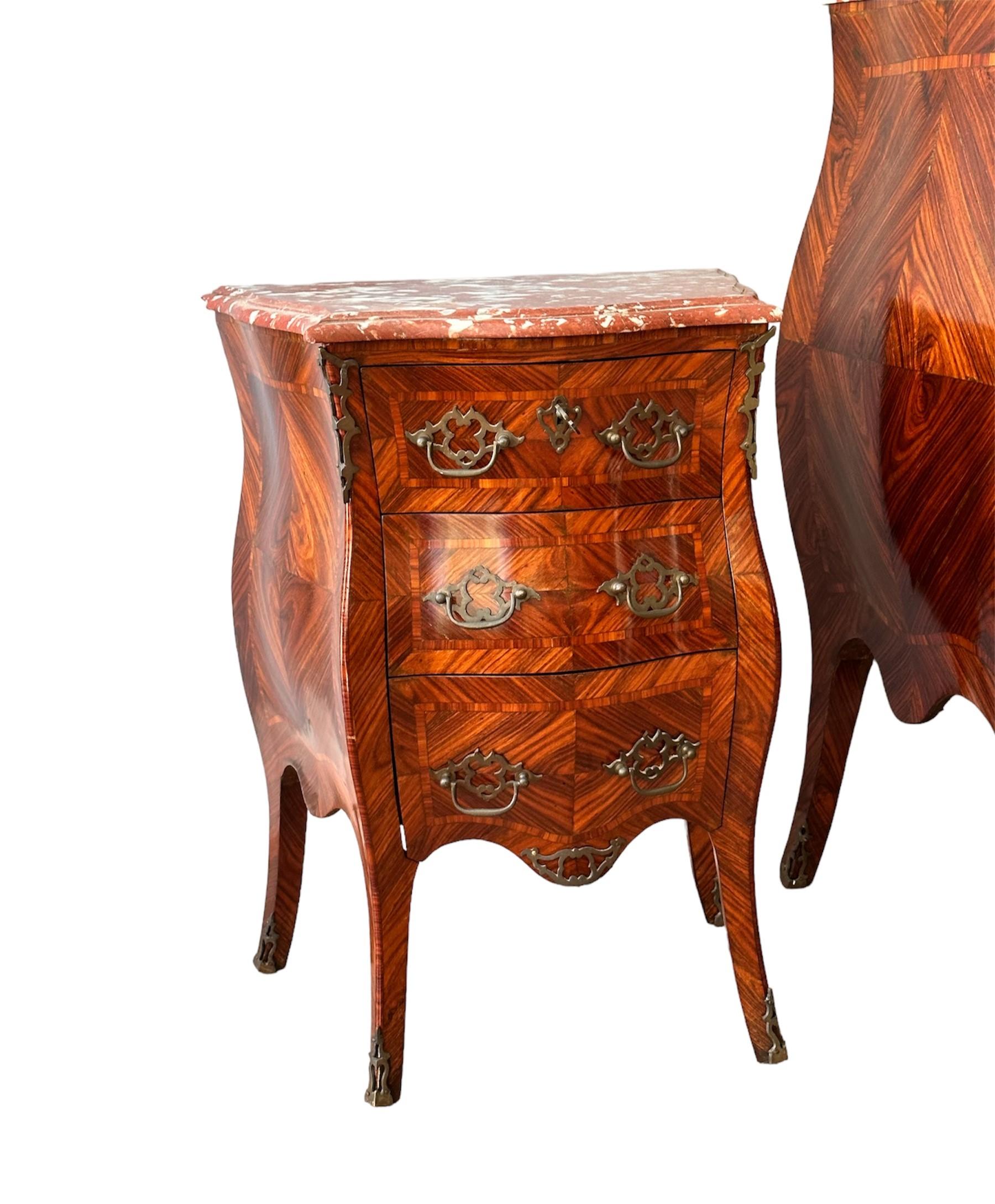 Ebony 19th century, Napoleon III, Dresser and two nightstands in ebony and marble For Sale