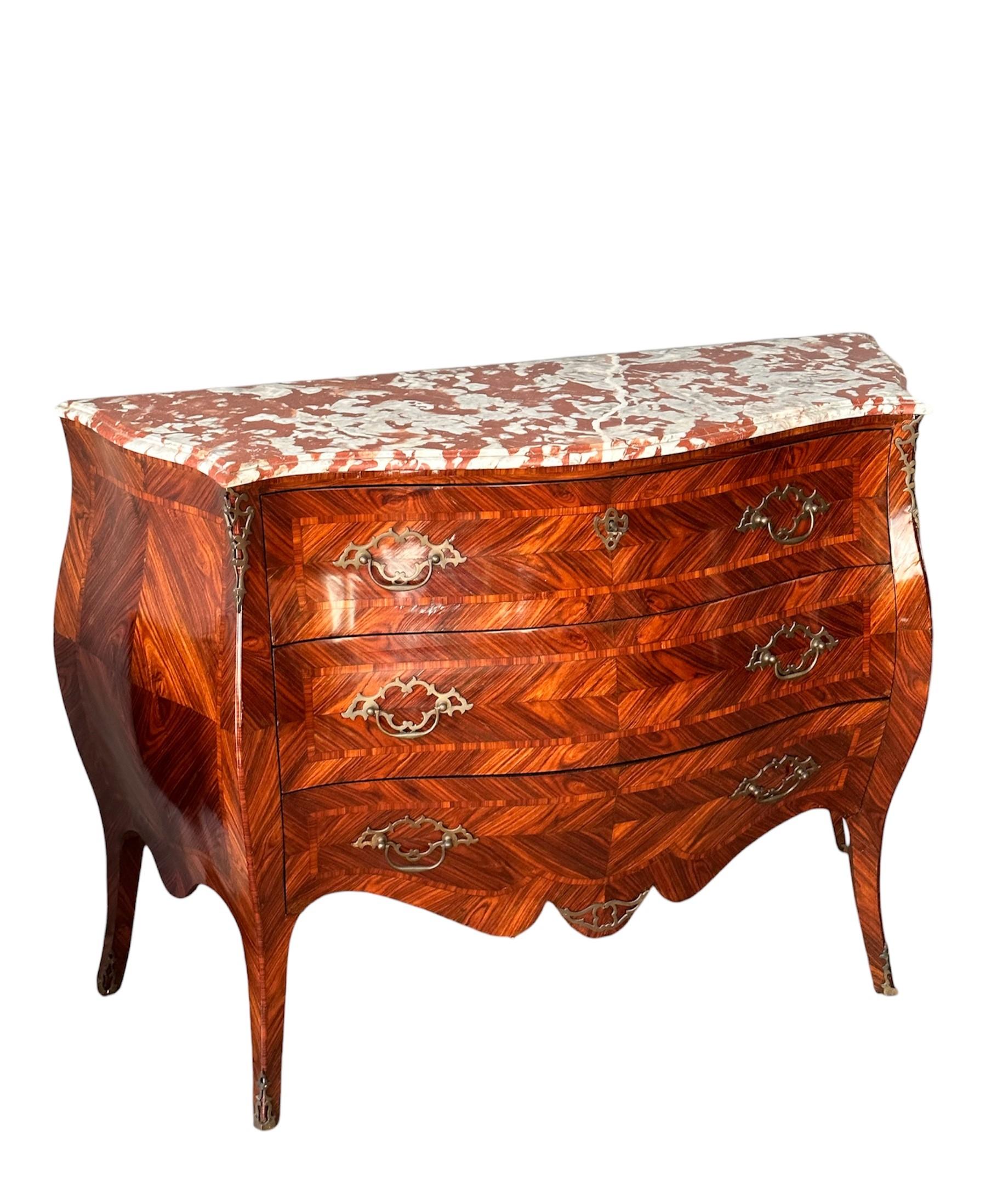 19th century, Napoleon III, Dresser and two nightstands in ebony and marble For Sale 1