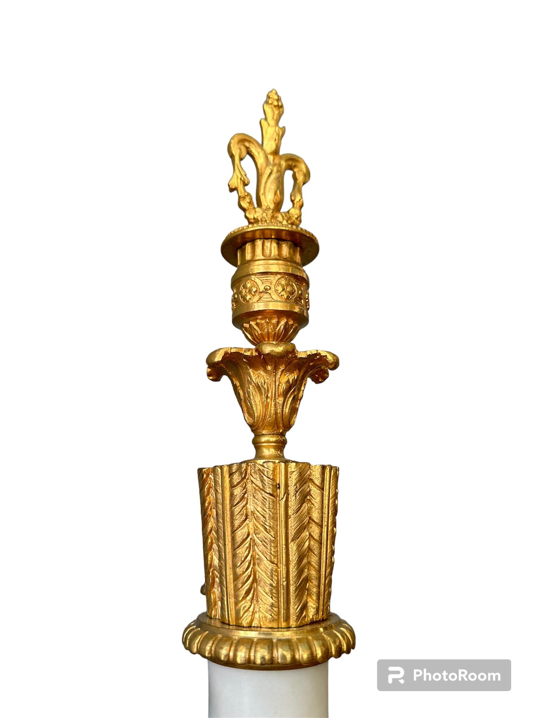 19th century, Napoleon III, Copy of Gilt Bronze and Marble Candelabra In Good Condition For Sale In PALERMO, IT