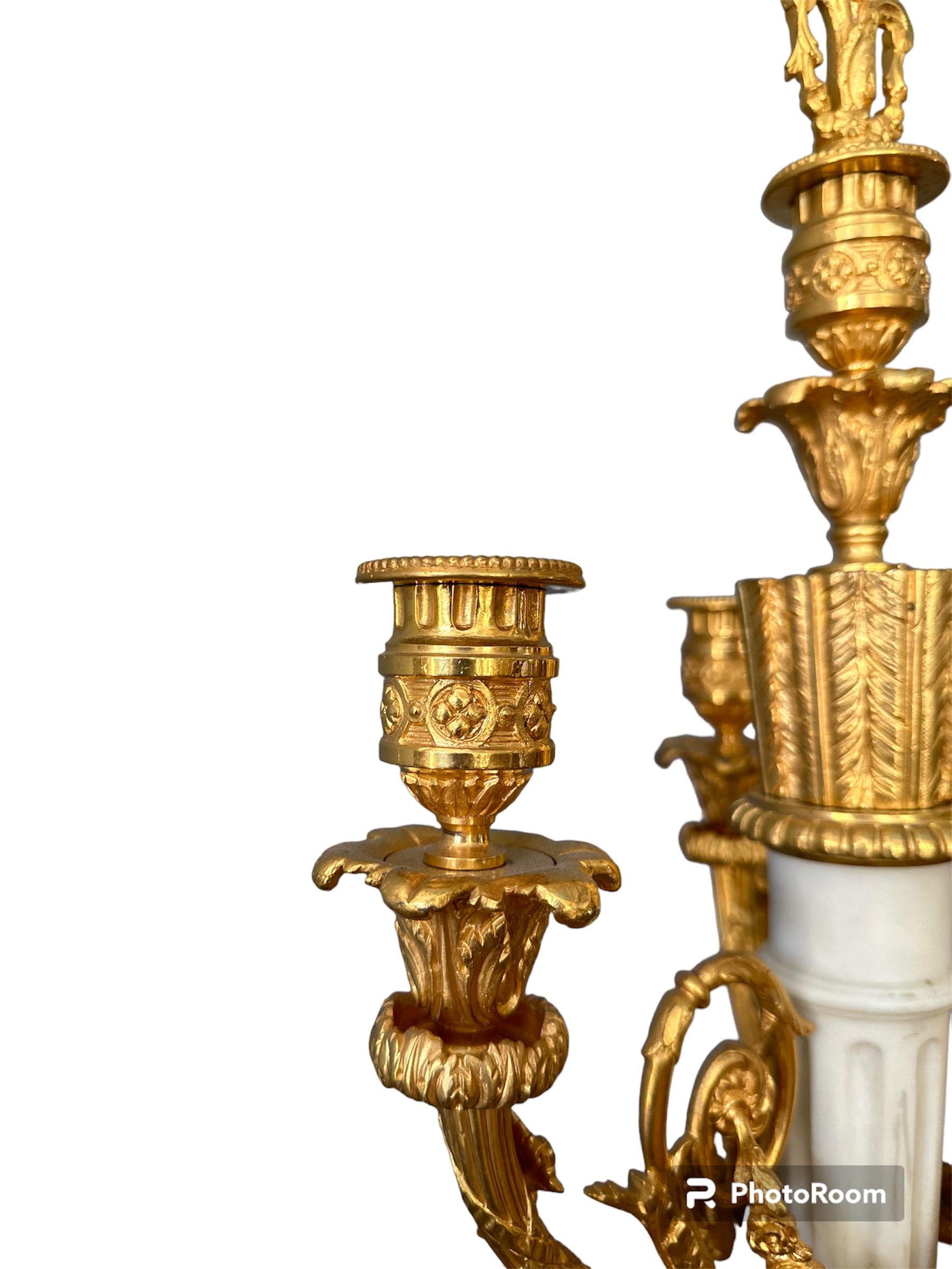 19th century, Napoleon III, Copy of Gilt Bronze and Marble Candelabra For Sale 1