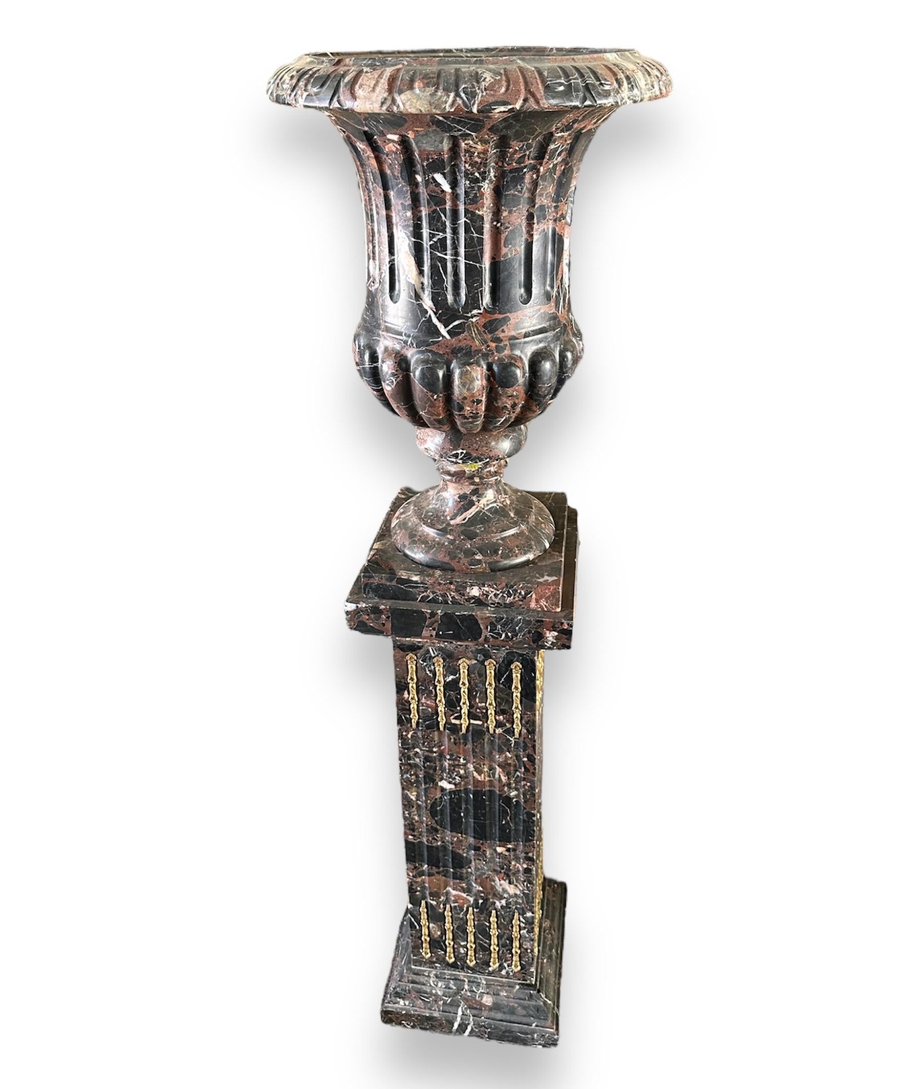 19th Century, Napoleon III, Pair of Vases with Breccia Columns, gilded bronze For Sale 1